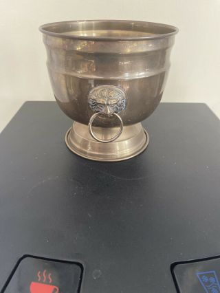 Vintage Interpur Brass Planter Pot and Lion Head Handles 3