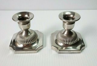 Signed Vintage Pair Revere Pewter Set Of 2 Candlestick Candle Holders 3.  25 " Tall