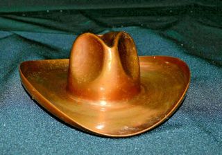 Gregorian Solid Copper Cowboy Hat Ashtray Made In U.  S.  A.