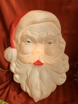 6 - 86 Union Product Santa Face Blow Mold Plastic Wall Hanging Lighted 22 " X 14 "