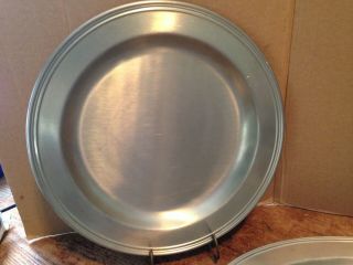 2 Vintage I.  S.  Co.  Pewter Trays International Silver Co.  Round & Oval Trays 2