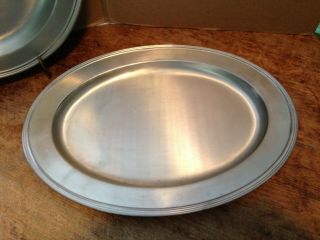 2 Vintage I.  S.  Co.  Pewter Trays International Silver Co.  Round & Oval Trays 3