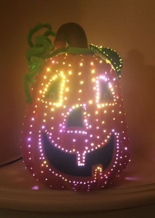 Avon Halloween Pumpkin Glowing Fiber Optic Color Changing Light Jack O Lantern