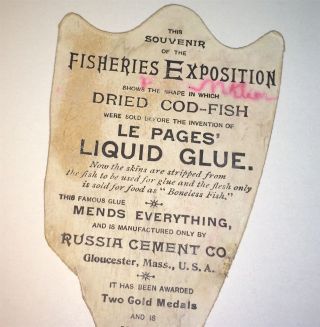 Rare Antique American Fisheries Exposition Cod Glue Advertising MA Trade Card 3