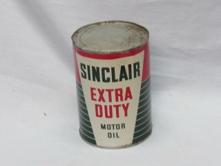 Vintage Sinclair Extra Duty Motor Oil 1 - Quart Full Can Dino