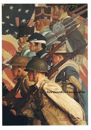 Norman Rockwell Print " To Make Men " Patriotic Military America 4th Of July