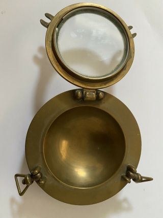 Vintage Solid Brass Porthole Trinket Box or Ashtray 4.  5” 2