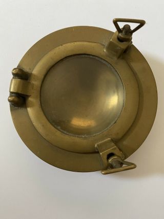 Vintage Solid Brass Porthole Trinket Box or Ashtray 4.  5” 3