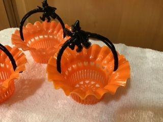 WOW 3 Vintage Rosbro Rosen Hard Plastic Halloween WITCH Candy Baskets 1950 ' s 2