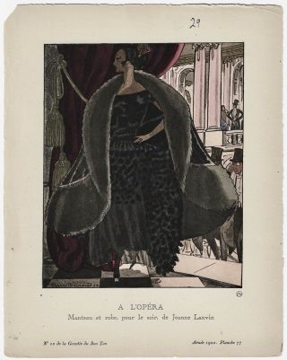 Vintage 1920 French Art Deco Pochoir Gazette Du Bon Ton Lanvin Flapper Fashion