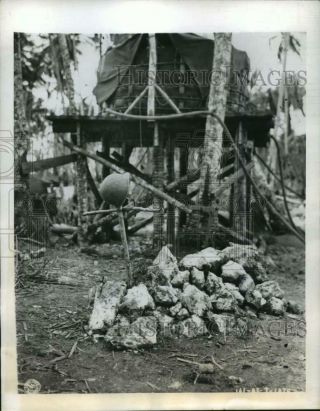 1943 Press Photo The Lonely Grave Of An American Soldier On Georgia Island