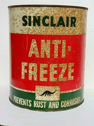 Vintage Sinclair Anti Freeze Antifreeze 1 Gallon Tin Can Black Dino Dinosaur