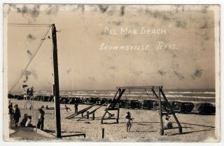 Brownsville Texas Rppc Rp Real Photo Postcard Del Mar Beach Tx Cameron County