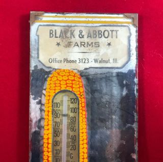Vintage Thermometer - Pfister Hybrids - Black & Abbott Farms,  Walnut Ill.  - Corn 3