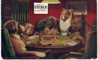Steber Cigars Advertising Dogs Playing Poker 1910
