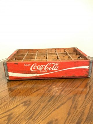 Vintage Red Wooden Coca Cola Soda Crate Carrier 24 Pack - " Austin,  Tx "