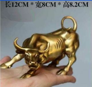 Big Wall Street Bronze Fierce Bull Ox Statue - Brass