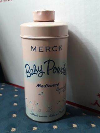 Merck Baby Powder Advertising Tin Sheds Water Like A Duck Vintage