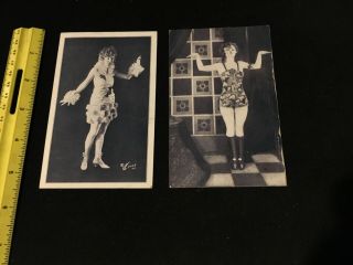 (2) 1920s Risque Sexy Flapper Women Mutoscope Type Amusement Park Cards