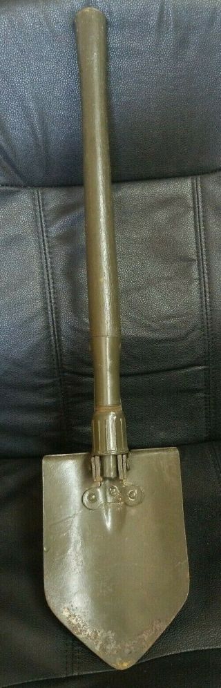 1945 Us Army Folding Shovel Spade Entrenching Tool Military Wood Handle - Korea