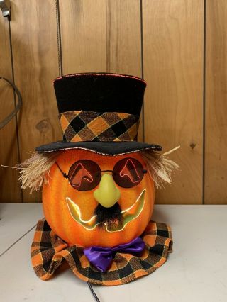 Rare Halloween Fiber Optic Jack O Lantern Pumpkin In Disguise