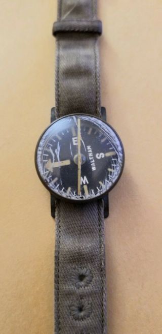 Vintage Military Us Wrist Compass - Waltham R - 88 - C - 890 With Two Wristbands