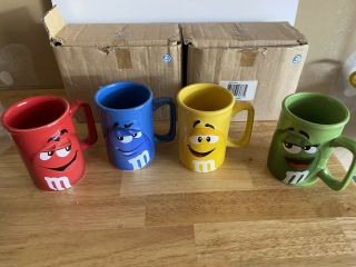 2011 M&m Red Green Yellow Blue Coffee Mug Set Of 4 Official Licensed Product
