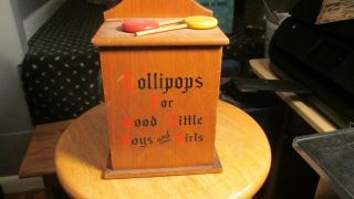 Vintage Wood Painted Lollipops Box For Good Little Boys & Girls 1958 (cb1)