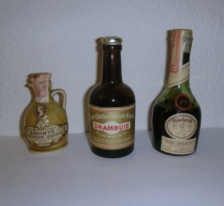 Bronte Yorkshire Drambuie Benedictus Vintage Miniature Bottles 1944 Tax Stamp