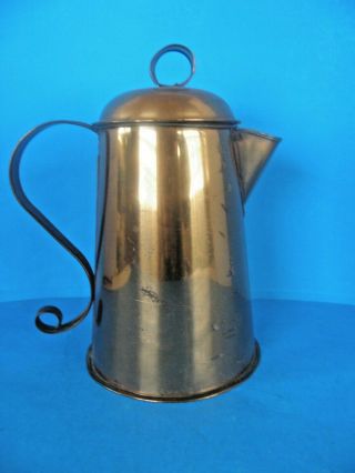 Large Copper Tea/coffee Pot With Copper Lid And Handle 10 "