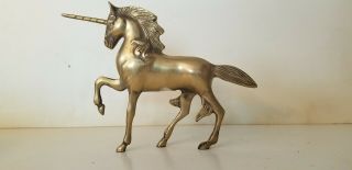 Vintage Solid Brass Unicorn Horse Sculpture Figurine Decorative