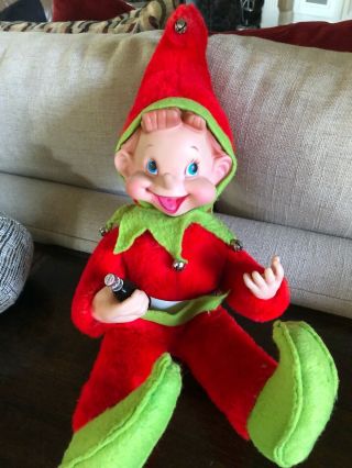 Vintage Rushton Rubber Face Christmas Pixie Elf Doll 14 "