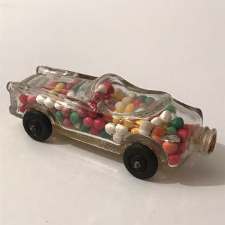 Vtg Glass Candy Container Stough Toy Convertible Auto Car 28 w Orig Candy Label 3