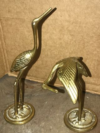 Vintage Solid Brass Figurines Statue Sculpture Figure Cranes Herons Egrets Birds