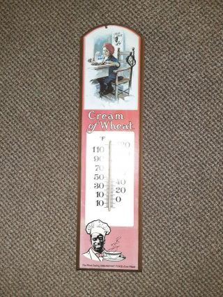 Vintage Cream Of Wheat Wood Sign With Thermometer Rare,  Nabisco Back