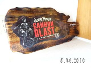 Handmade Wooden Captain Morgan Cannon Blast Caribbean Rum Bar Sign 2018