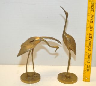 Vintage Mid Century Modern Brass Heron Egret Crane Figures Made In Korea