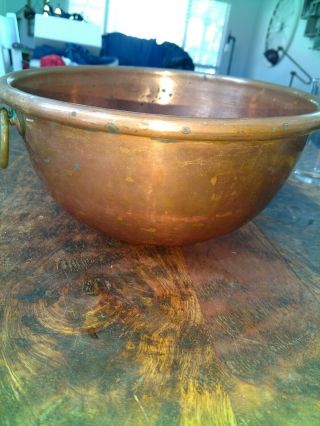 Copper Whisking/mixing Bowl Made In France 10 " 4 Lbs,  Vintage
