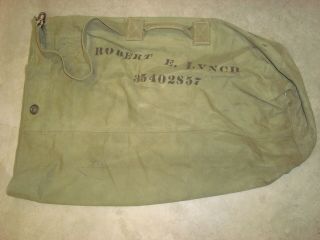 Ww2 Us Army Duffel Bag Dated 1942 Od Green Named