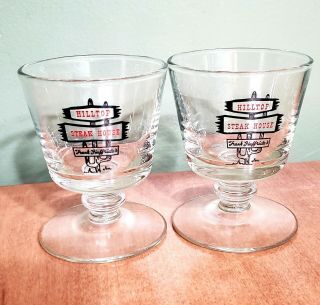 2 Vintage Cocktail Glasses From Frank Giuffrida’s Hilltop Steak House Saugus,  Ma