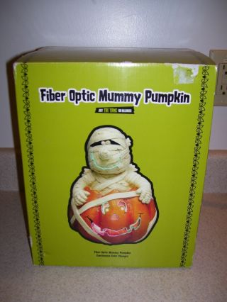 12 " Halloween Fiber Optic Mummy & Pumpkin Light Up Jack O Lantern 2010