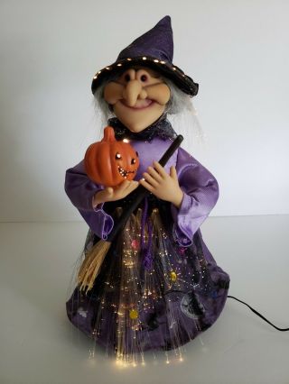 Halloween Fiber Optic Witch With Pumpkin - Moons - Bats Color Changing Lights