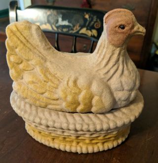 Chicken On Nest Easter Candy Container Drake Process 1924 Fiber N Burt Co