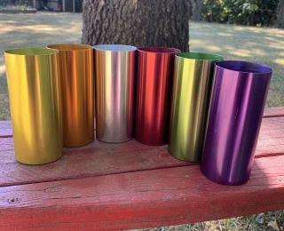 Vintage Perma Hues Anodized Aluminum Drinking Cups Tumblers (6)