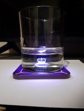 Crown Royal Whiskey Laser Etched Logo Glass W/ Light Up Coaster Limited Edition