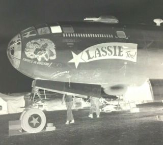 Wwii Us Aaf B - 29 Superfortres Nose Art Photograph Negative " Lassie Too " 4 " X 6 "