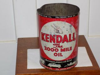 Vintage Kendall The 2000 Mile Oil 5 Quart Topless Empty Can