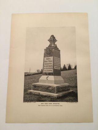 Kp46) 68th York Infantry Monument Gettysburg Civil War 1900 Print