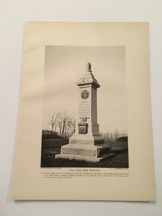 Kp46) 134th York Infantry Monument Gettysburg Civil War 1900 Print