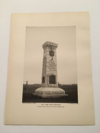 Kp46) 157th York Infantry Monument Gettysburg Civil War 1900 Print